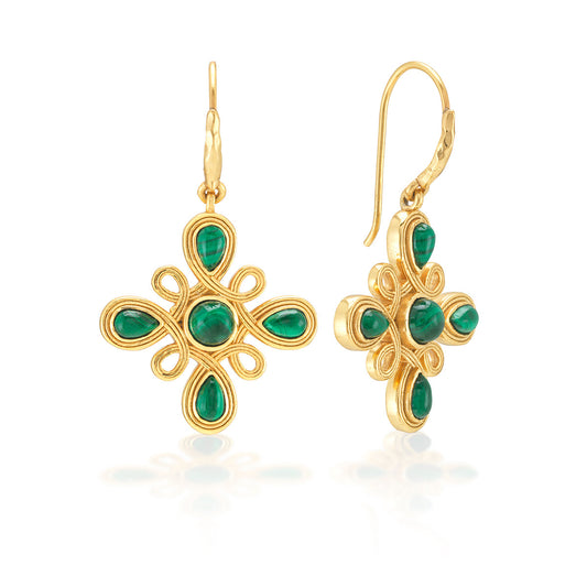 Monique Gem Dangle Earrings Malachite