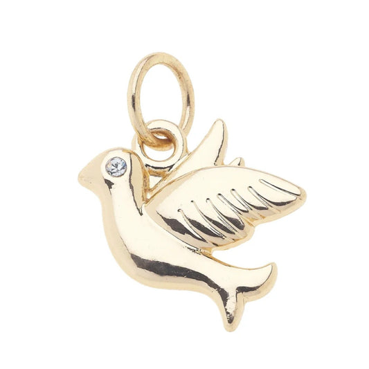 Dove Bird Charm in Shiny Gold