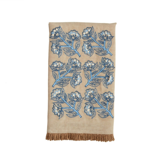 Cornflower Print Embroidered Towel