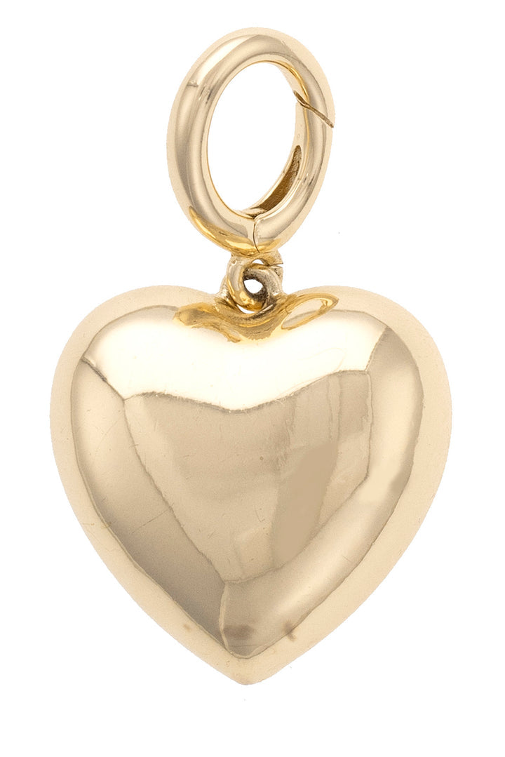 Puffy Heart Pendant Charm in Shiny Gold
