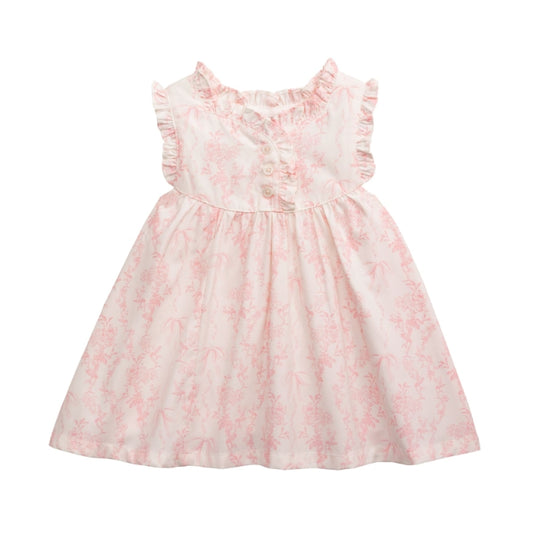 Pink Toile Print Baby Dress