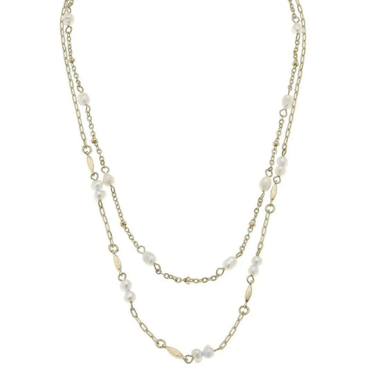 Ashton Freshwater Pearl Layered Necklace in Ivory