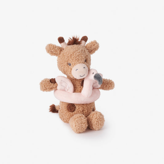 Plush Giraffe with Flamingo Floaty