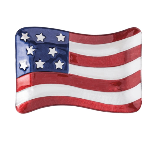 American Flag Glass Plate
