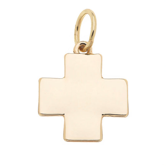 Square Cross Charm in Shiny Gold