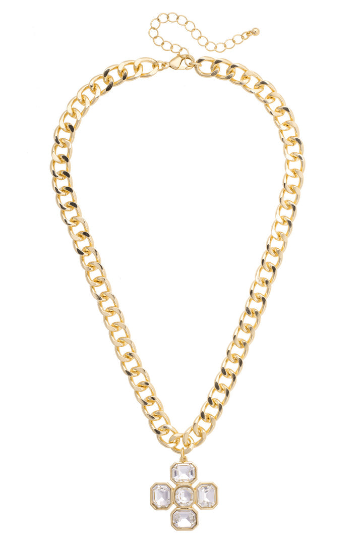 Laurel Rhinestone Cross Linked Necklace