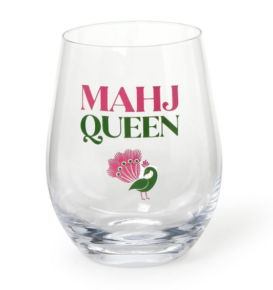 Mahj Queen Stemless Wine Glass