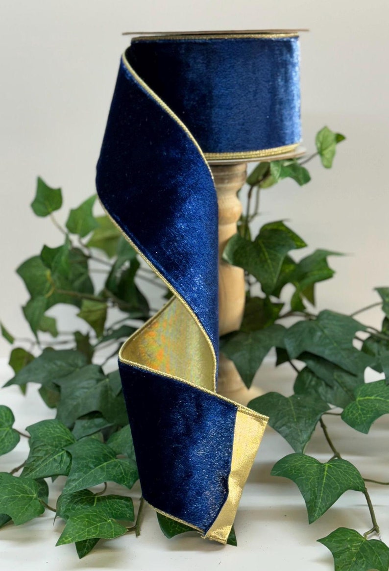Velvet Plush Royale Gold Backed Ribbon