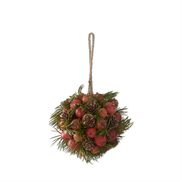 4.75 inch Orange Pods Pinecones and Pine Round Ornament