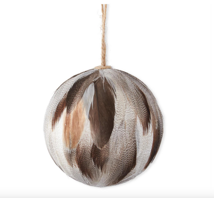 Round Gray Feather Ornament