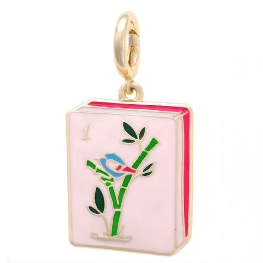 Mahjong Enamel Tile Charm in Pink