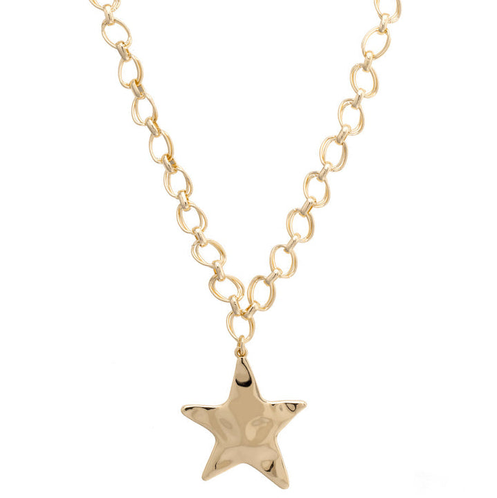 Avery Hammered Star Toggle Necklace in Shiny Gold