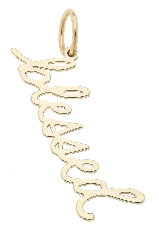 Charm “Blessed” Cursive Script Gold