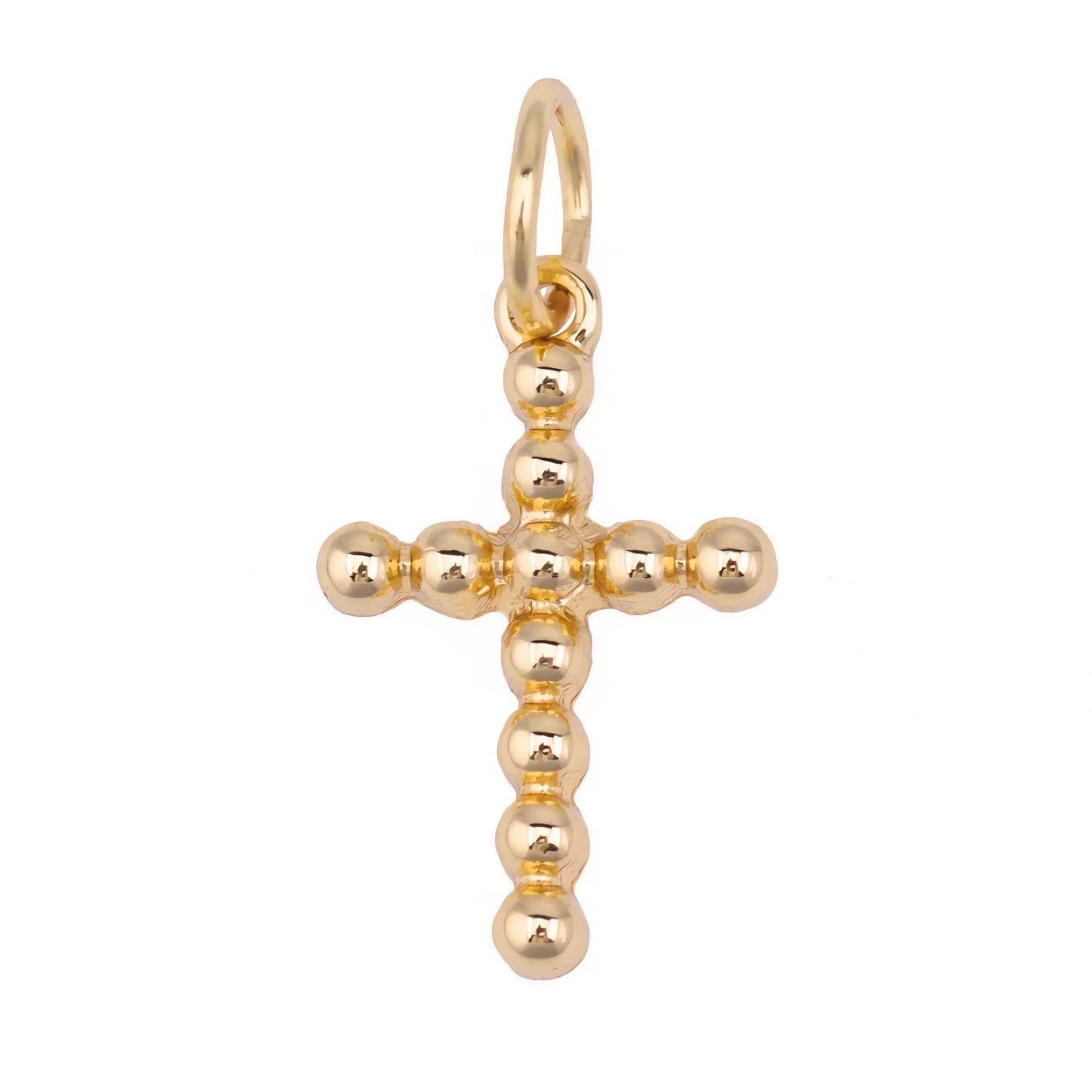 Beaded Cross Charm in Shiny Gold