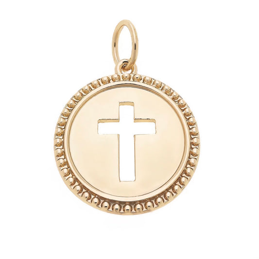 Cross Coin Pendant in Shiny Gold