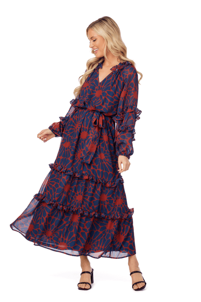 Tan & Navy Portia Maxi Dress