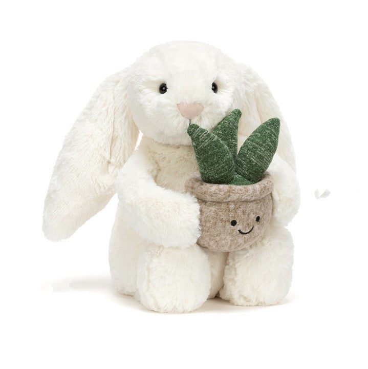 Cream Bunny with Plant