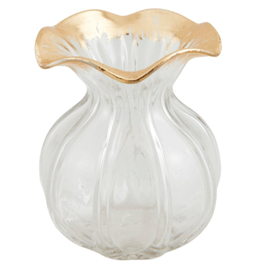 Ruffled Gold Glass Vase