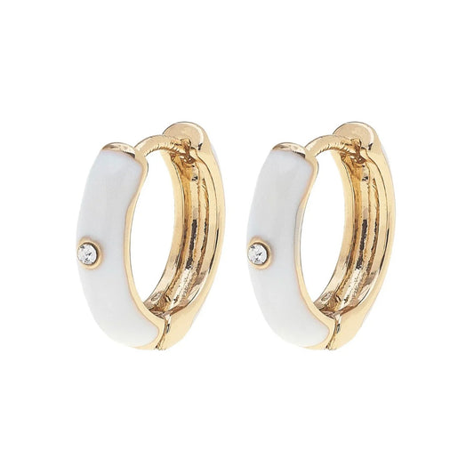 Cici White Hoop Earrings