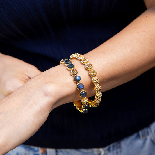 Berry Gem Hinged Bangle Blue Laboradite