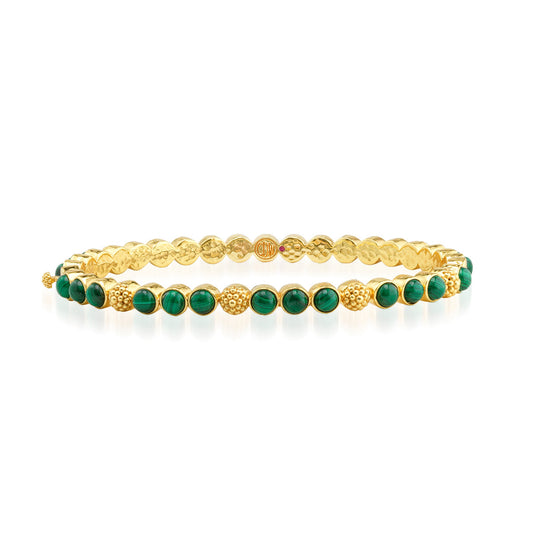 Berry Gem Petite Hinged Bangle - Malachite
