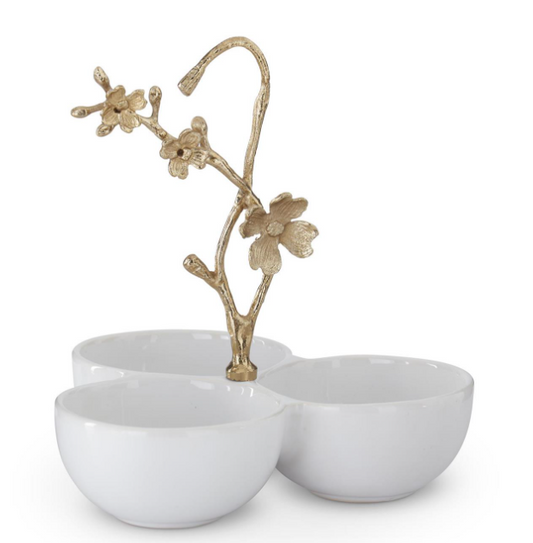 Ceramic Server w/Gold Floral Handle