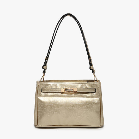 Claire Twist Lock Shoulder Bag in Gold