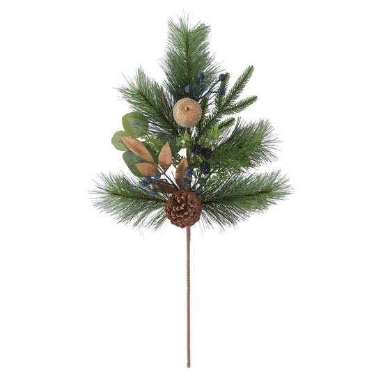 Mixed Pine Stem with Gold Leaves and Apple