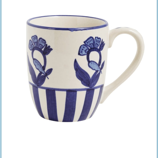 Blue Flower Stripe Mug
