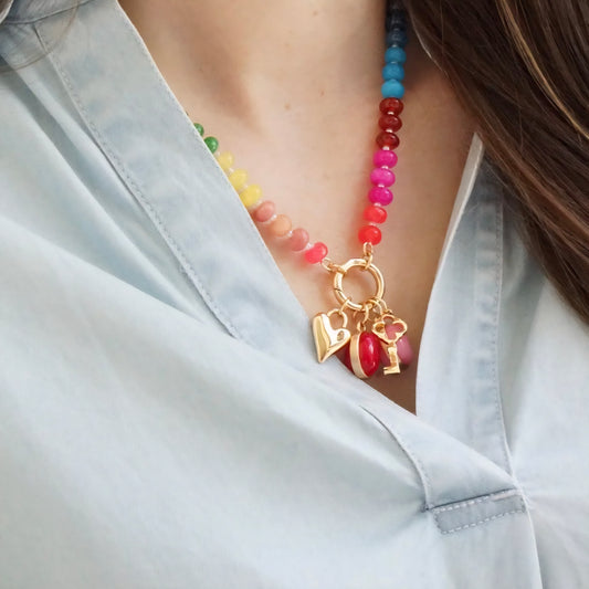 Puffy Heart Charm in Shiny Gold