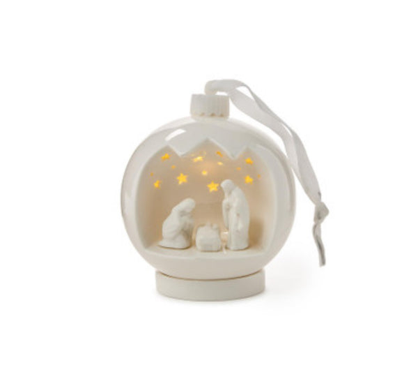 Light Up Porcelain Nativity Ornament with Stand