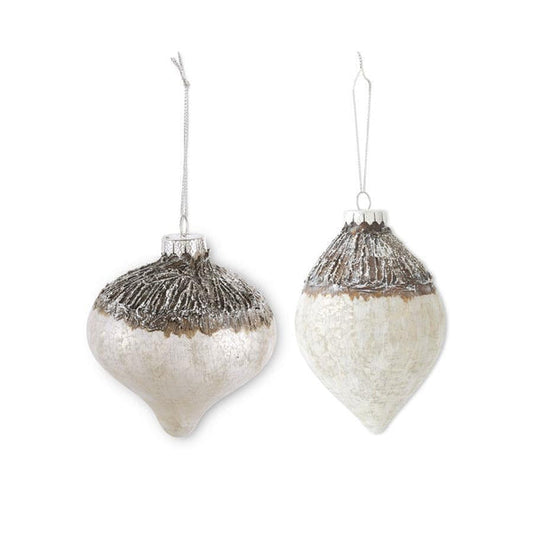 Glass Birch Bark Onion and Teardrop Ornament
