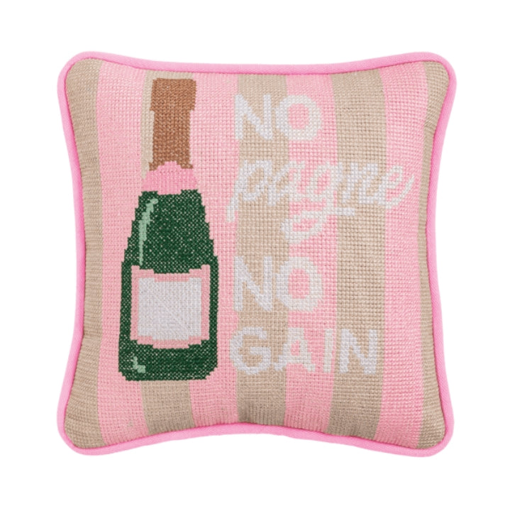 Champagne Needlepoint Pillow