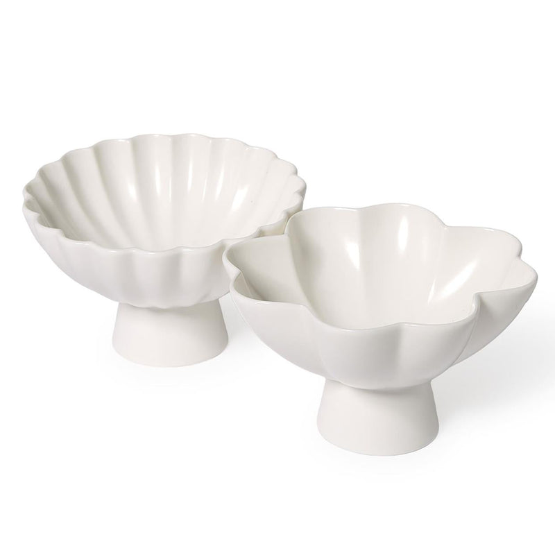 Ruffled Edge Matte White Tidbit Bowls