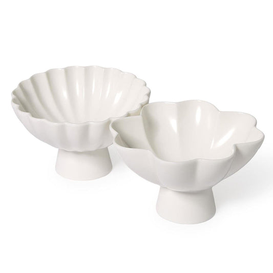 Ruffled Edge Matte White Tidbit Bowls