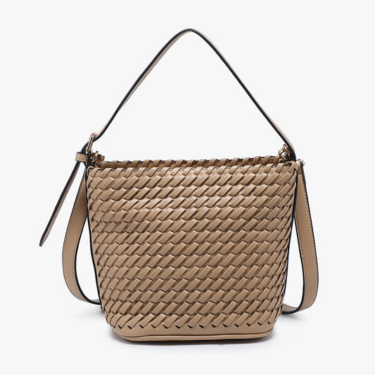 Emerson Woven Bucket Bag in Khaki