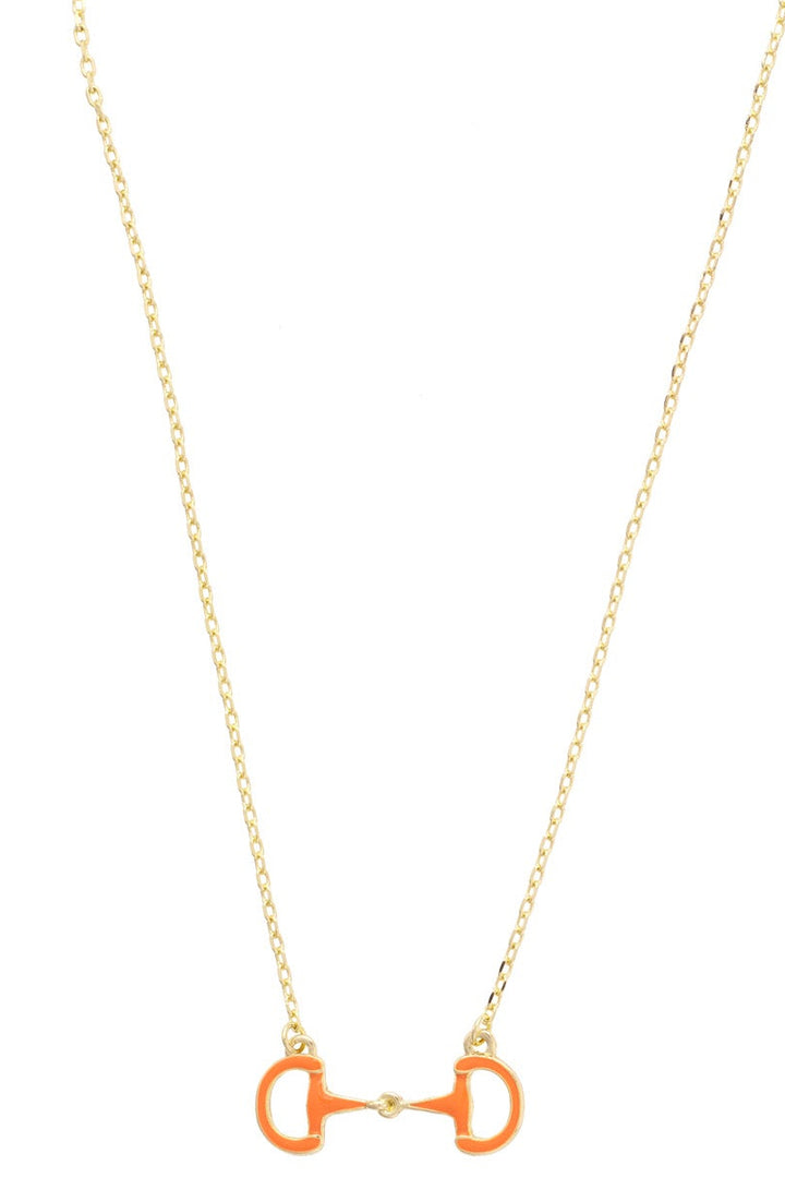Eclipse Enamel Horsebit Necklace in Orange