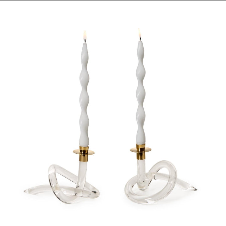 Acrylic Knot Candle Holder with Golden Metal Top