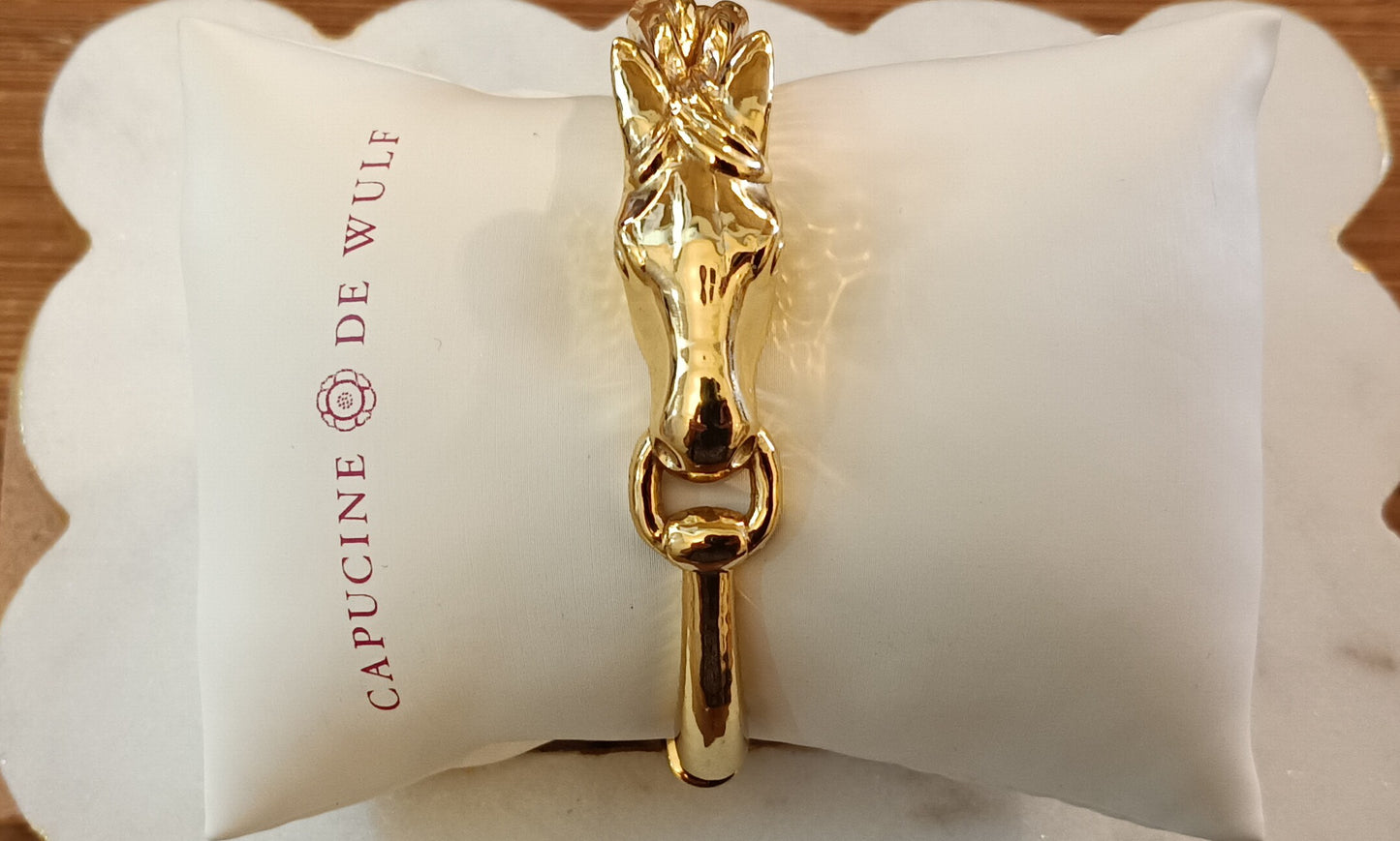 Equestrian Horse head Hinged Bangle Gold