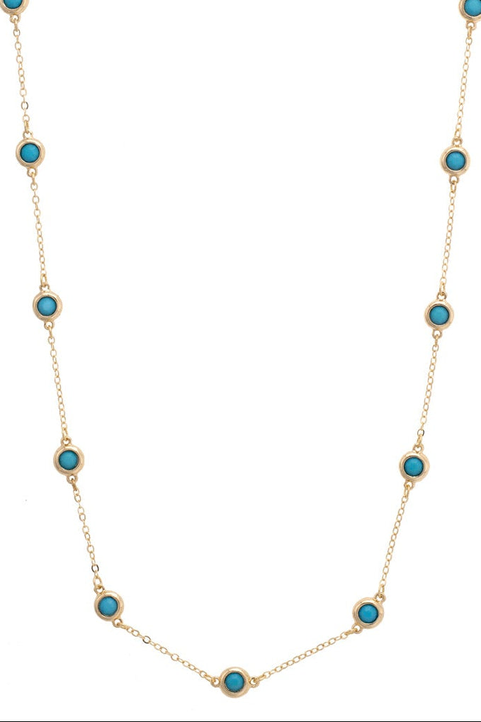 Corfu Bezel Stone Necklace in Blue