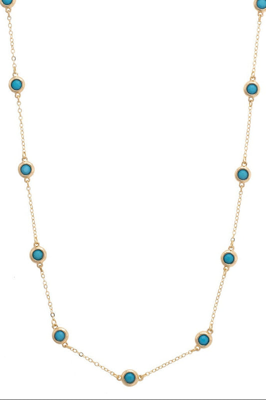 Corfu Bezel Stone Necklace in Blue