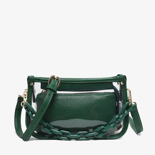 Jessica Clear Crossbody in Dark Green