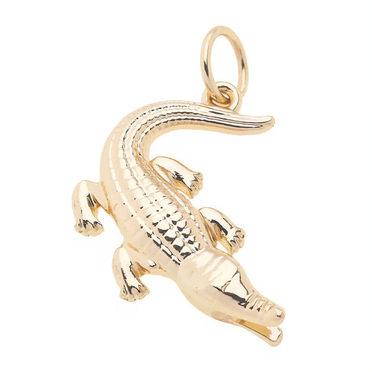 Curved Alligator Charm in Shiny Gold