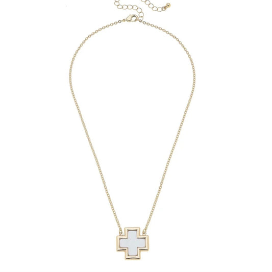 Eliana Mother of Pearl Cross Necklace