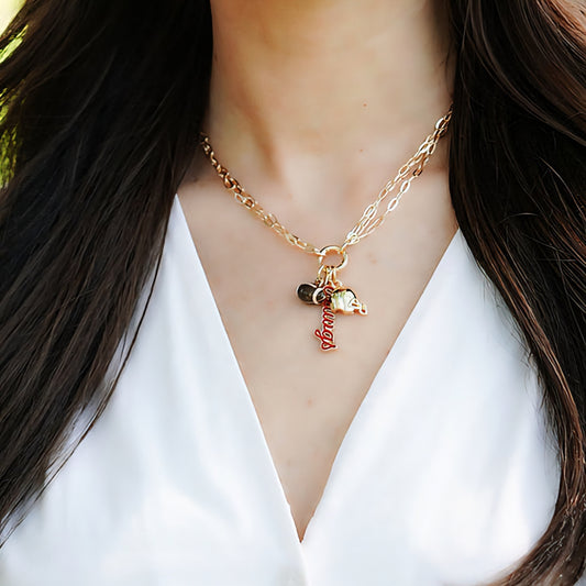 Celia 3-Row Dainty Charm Necklace Base in Shiny Gold