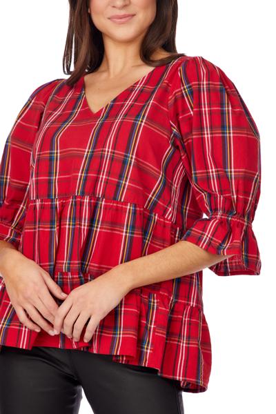 Ashford Red Plaid Top