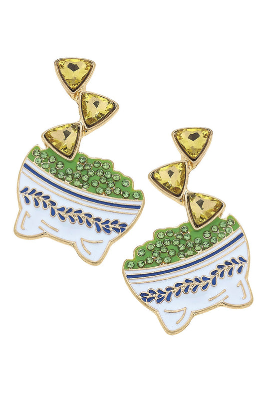 Rhinestone Enamel Chips & Guac Earrings