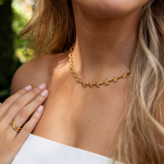 Jasmine Gold Pearl Necklace