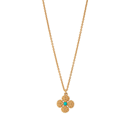 Berry Clover Double Sided Charm Necklace - Turquoise