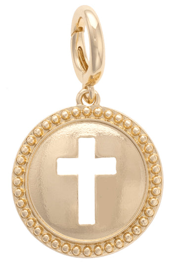 Cross Coin Pendant in Shiny Gold